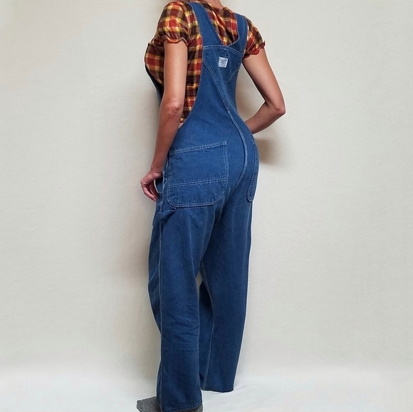 VINTAGE Liberty Stone Wash Loose Fit Wide Leg Carpenter Overalls Biballs Grunge - Picture 3 of 14